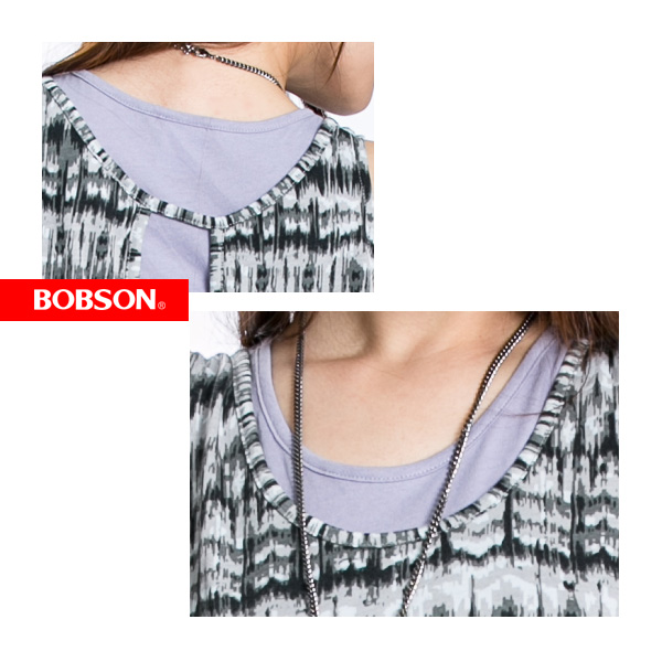 BOBSON 女款兩件背心式無袖上衣(灰23080-08)
