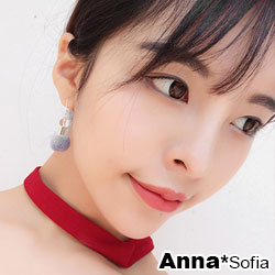 AnnaSofia 可愛毛球 大型耳針耳環(灰球系)