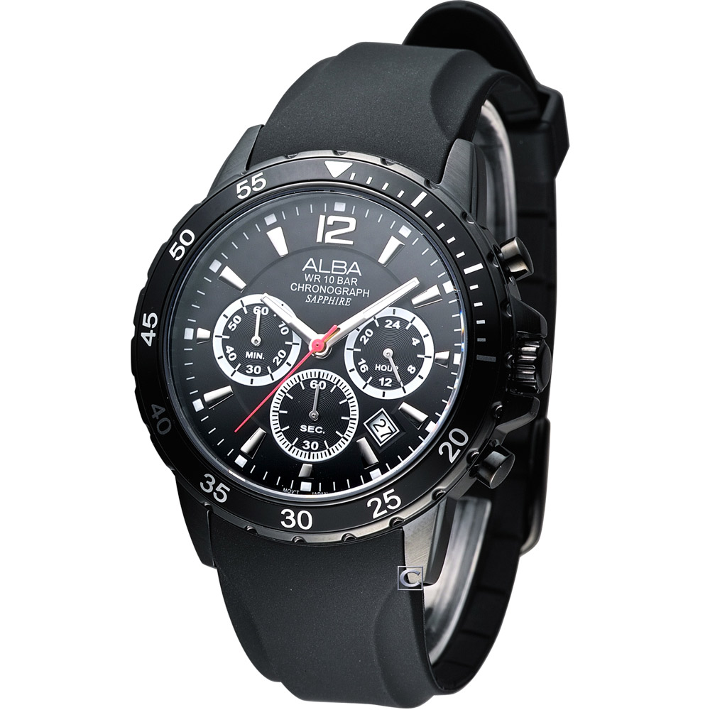 ALBA 搶眼率性 計時腕錶(AT3423X1 )-鍍黑/42mm