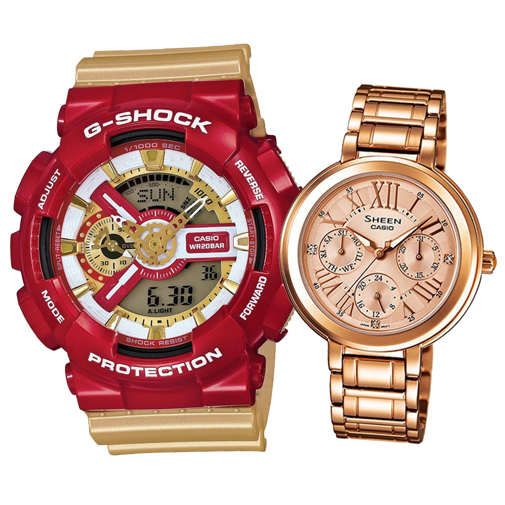 G-SHOCK&SHEEN組合-   英雄聯盟鋼鐵人&完美閃耀羅馬時刻施華洛世奇腕錶