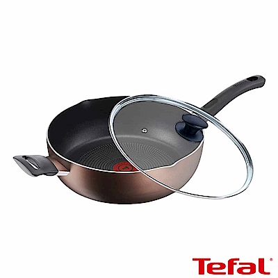 Tefal 法國特福極致饗食系列28CM萬用型不沾深平底鍋+玻璃蓋(電磁爐適用)