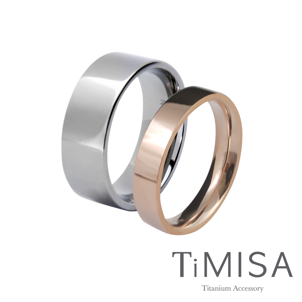 TiMISA 簡約時尚-寬+細(雙色) 純鈦對戒