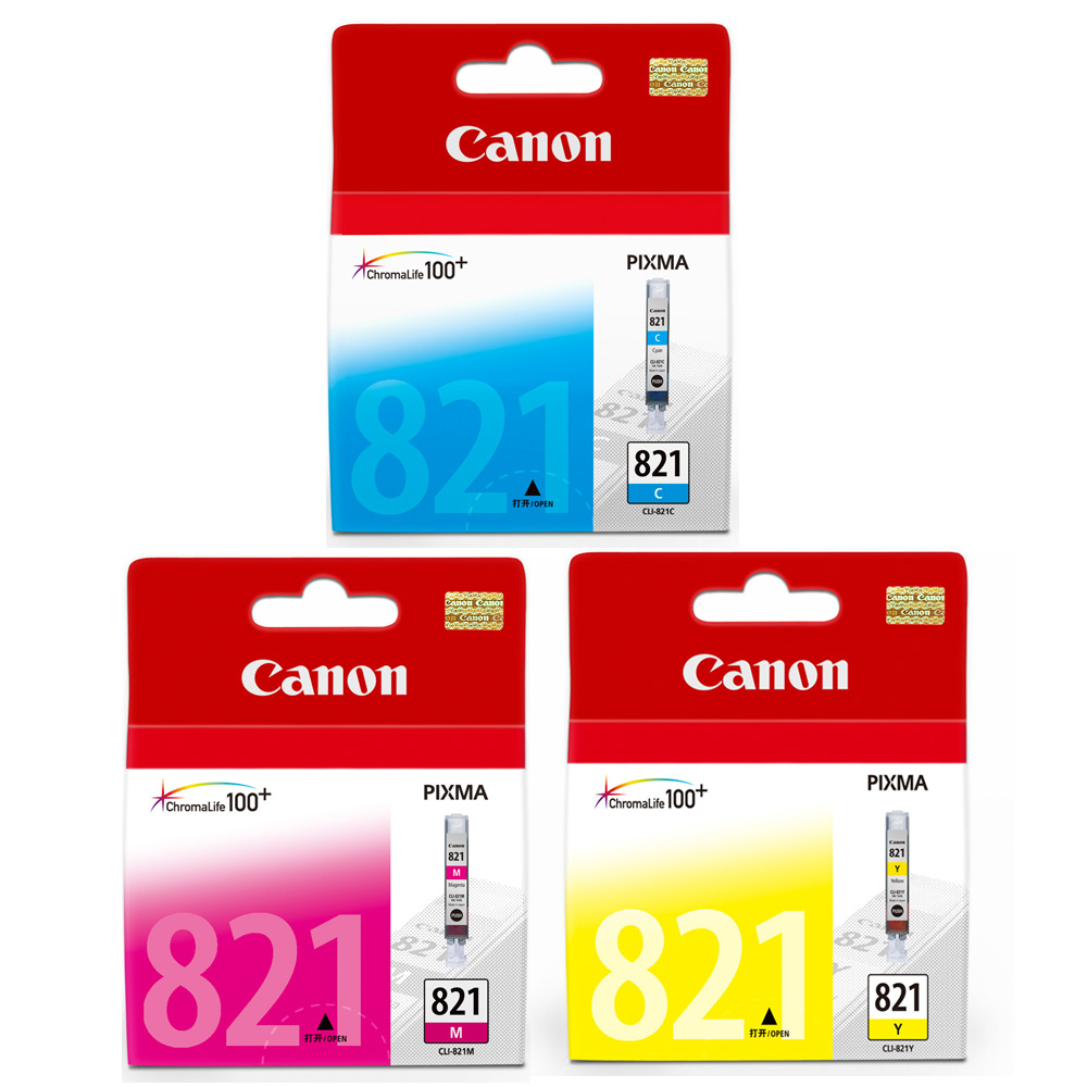 CANON CLI-821C/M/Y 原廠彩色墨水匣組合(3顆入)