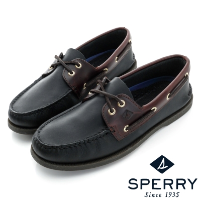 SPERRY 經典魅力牛皮帆船鞋(男)-黑/深咖啡