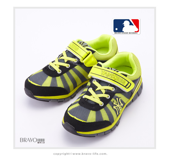 MLB大聯盟洋基2015新品。避震氣墊運動童鞋款黃