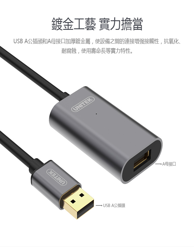 UNITEK 優越者USB3.0信號放大延長線(5M)