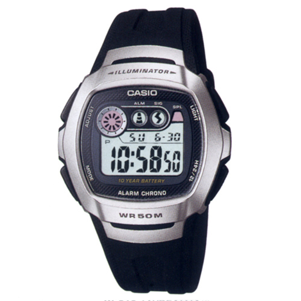 CASIO 穿梭時空兩地時間電子錶(W-210-1A)-白面