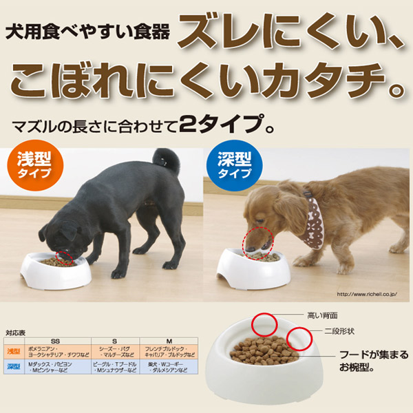 日本Richell 白色時尚 特殊犬用品種狗碗-深型SS