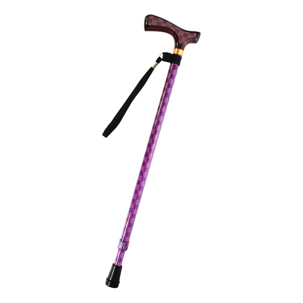 LOVEL經典高質感可調整高低拐杖手杖(方格紫)