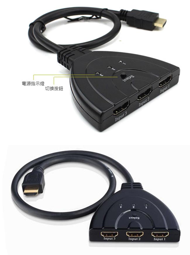 【SHOWHAN】HDMI 一對三分接器 HDMI 三進一出切換器