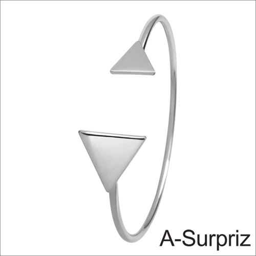 A-Surpriz 三角情懷造型開口手環(白K色)