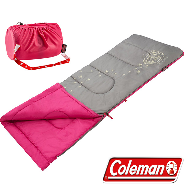 Coleman CM-22263_桃紅 夜光型兒童纖維睡袋/適溫7°C 露營睡袋/客廳毯