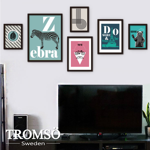 TROMSO風格黑爵特大幅海報相框牆六件組/摩登城市