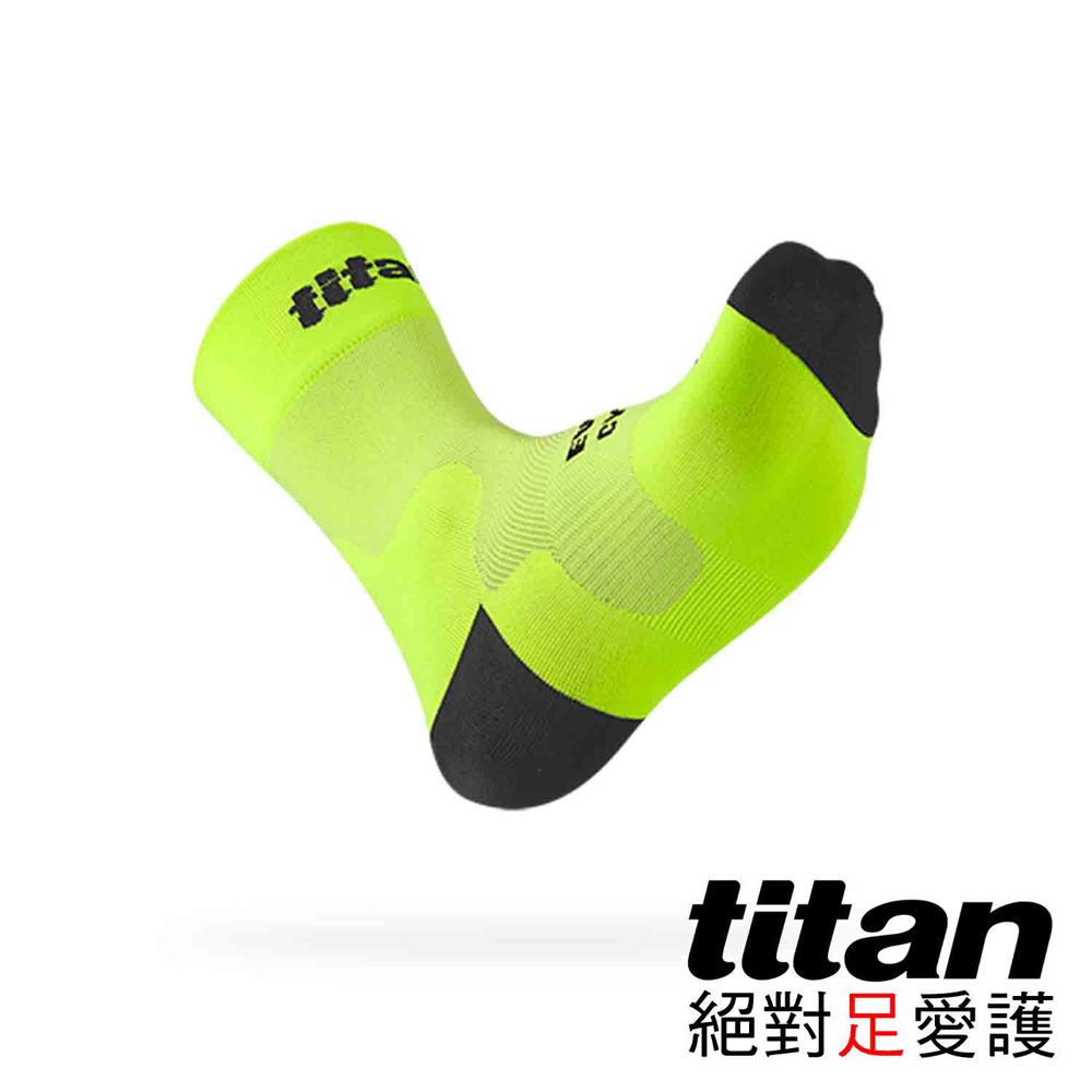 【Titan】全新科技機能運動襪．自行車襪 Race．亮黃(3雙入)
