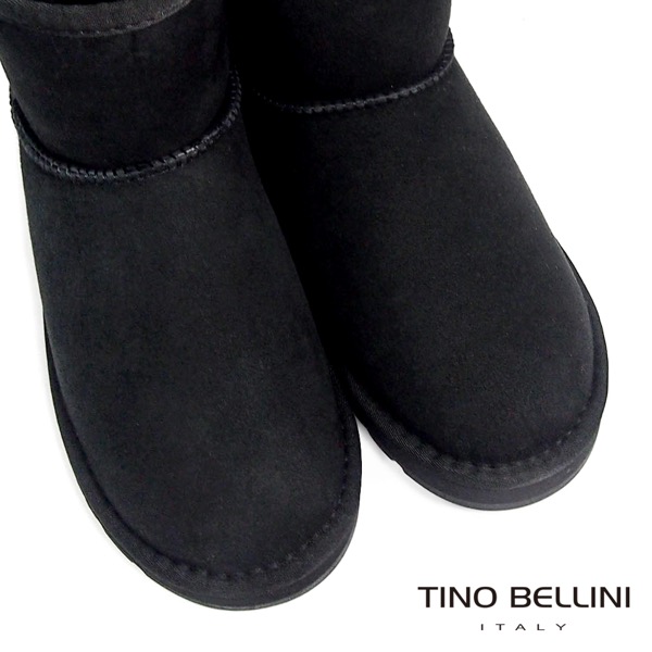 Tino Bellini 雪地精靈圖騰真皮短筒雪靴_黑