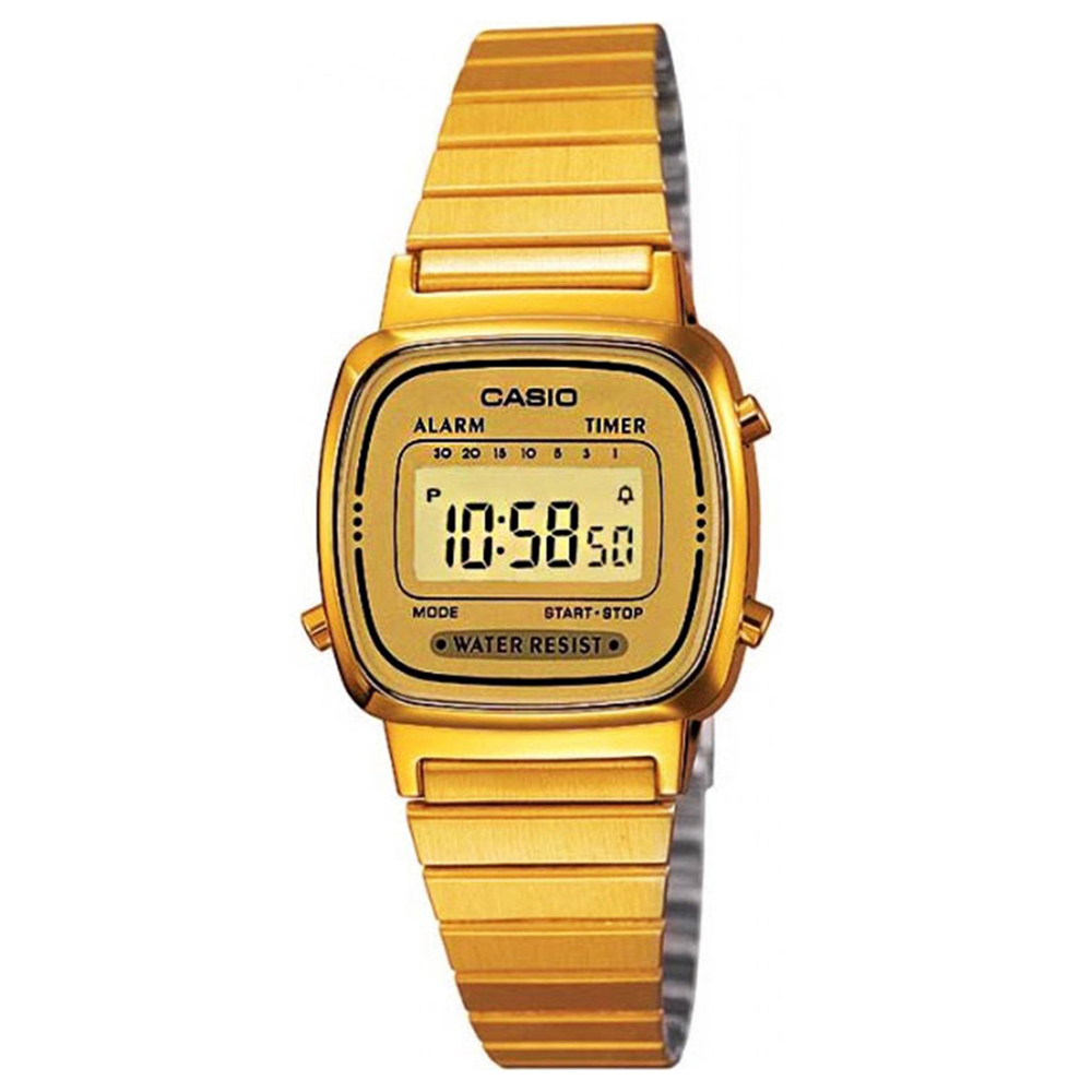 CASIO 復古風金色電子錶(LA670WGA-9)-金/30.3mm