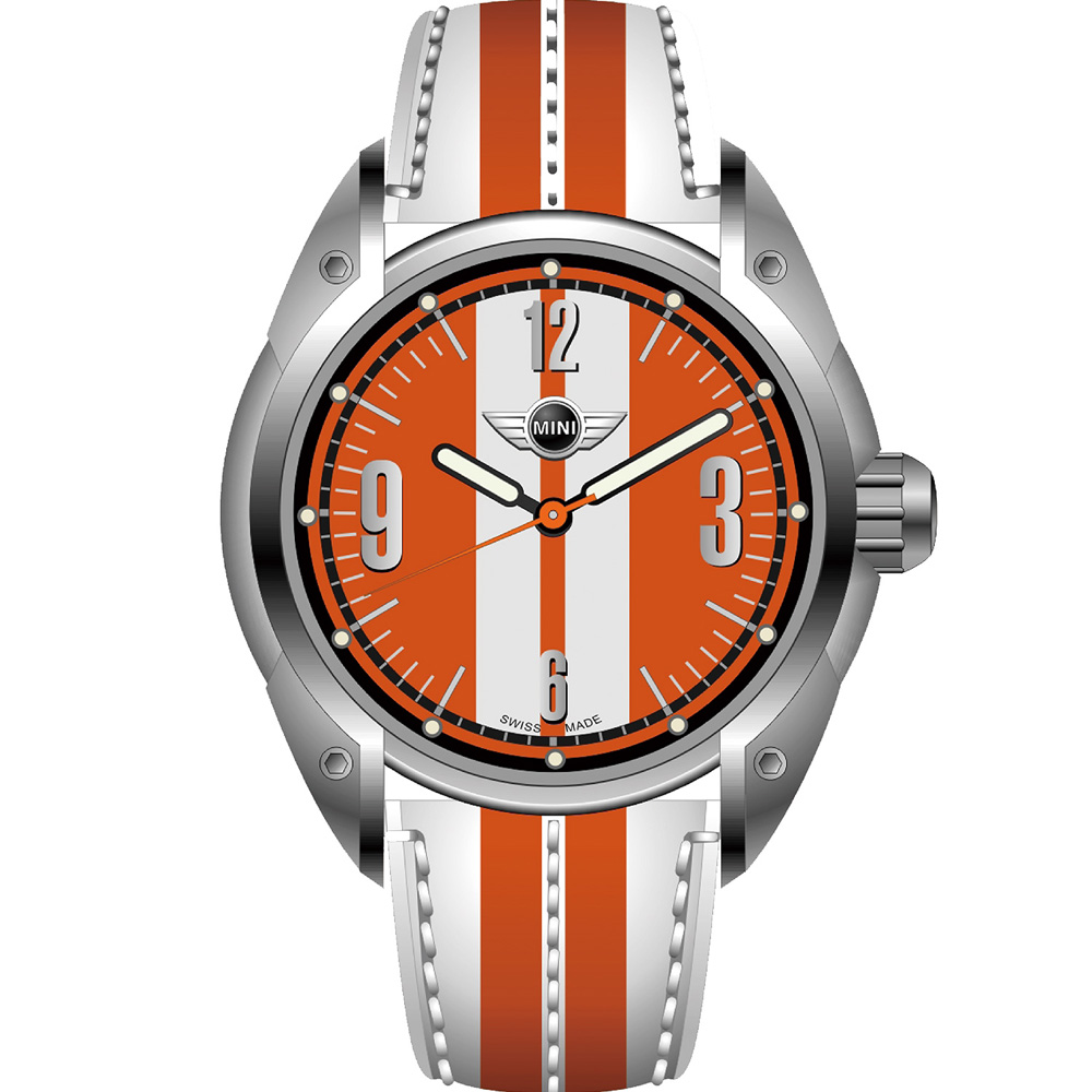 MINI Swiss Watches  休閒運動腕錶-白+橘/45mm