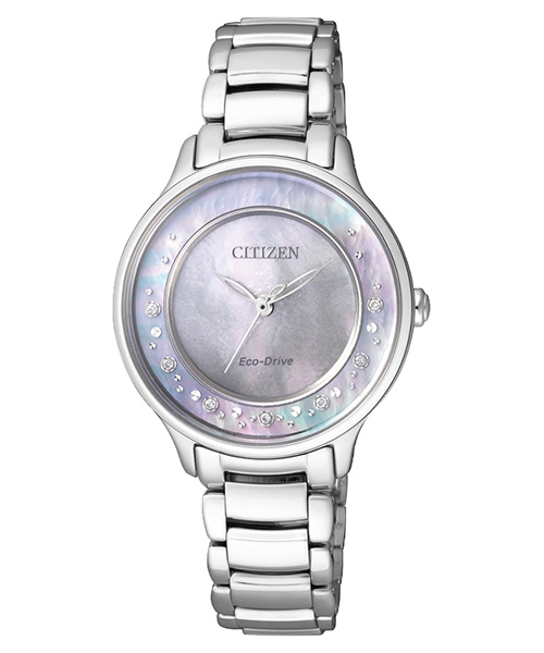 CITIZEN L 光動能真鑽女錶(EM0380-65D)-白碟貝/30mm