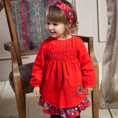 愛的世界 純棉俄羅斯娃娃條絨洋裝 1~4歲