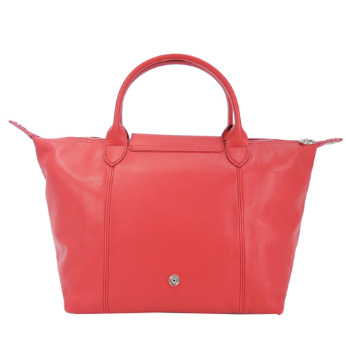 LONGCHAMP Le Pliage Cuir 小羊皮短把折疊小型水餃包(小/牡丹粉)