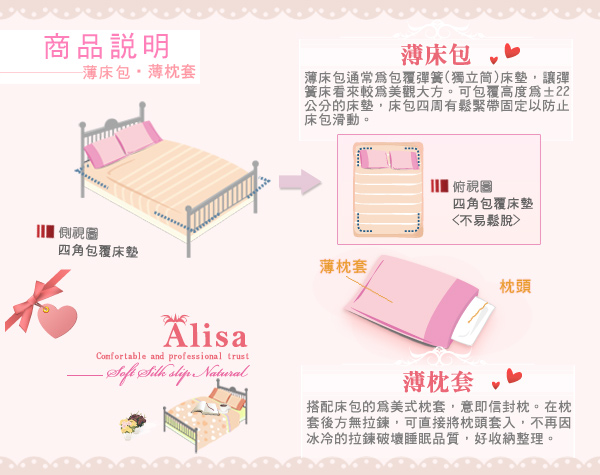 Alisa 愛麗莎【愛的小花】雙人四件式被套床包組