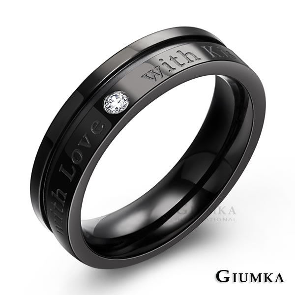 GIUMKA 愛戀之吻 白鋼戒指-黑色