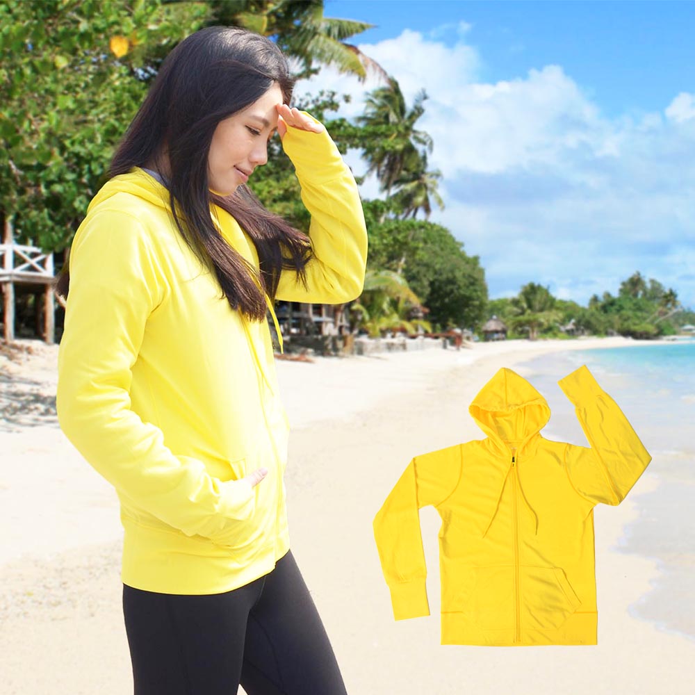 【日本熱銷】COLORFULl抗UV吸排涼感連帽外套 黃色