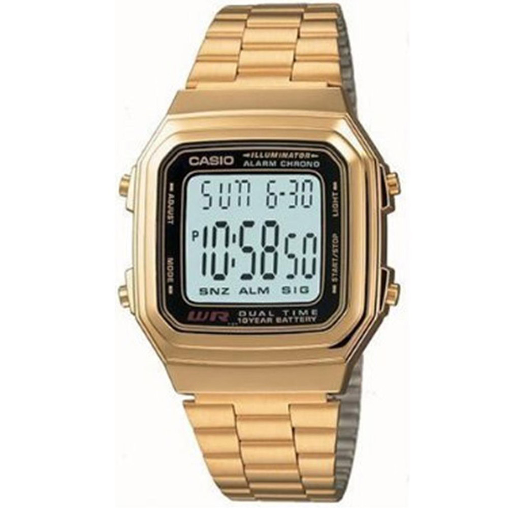 CASIO 時尚都會數字錶(A178WGA-1A)-金色