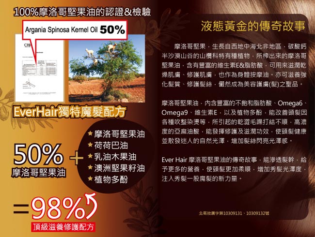 Ever Hair 頂級100%摩洛哥堅果修護油(100ml含壓頭)