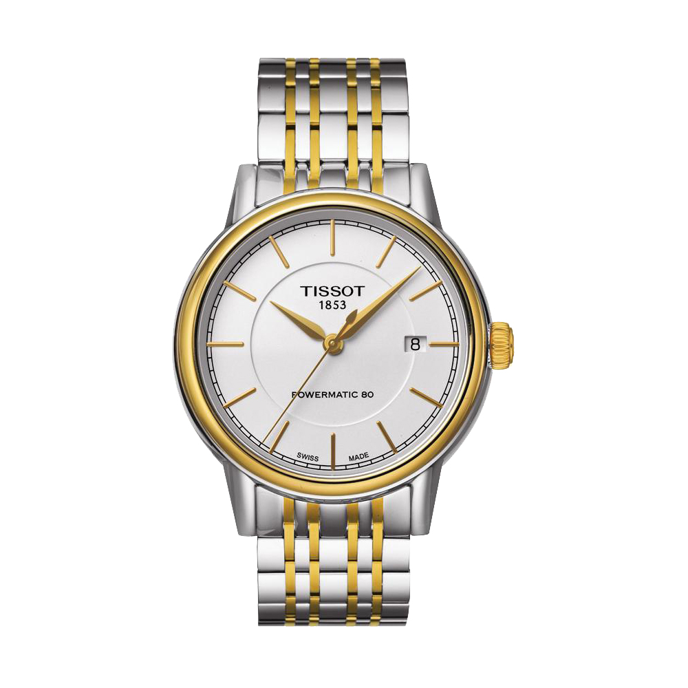 TISSOT 天梭 官方授權 Carson Powermatic 80 經典機械腕錶-銀x雙色版/39mm T0854072201100