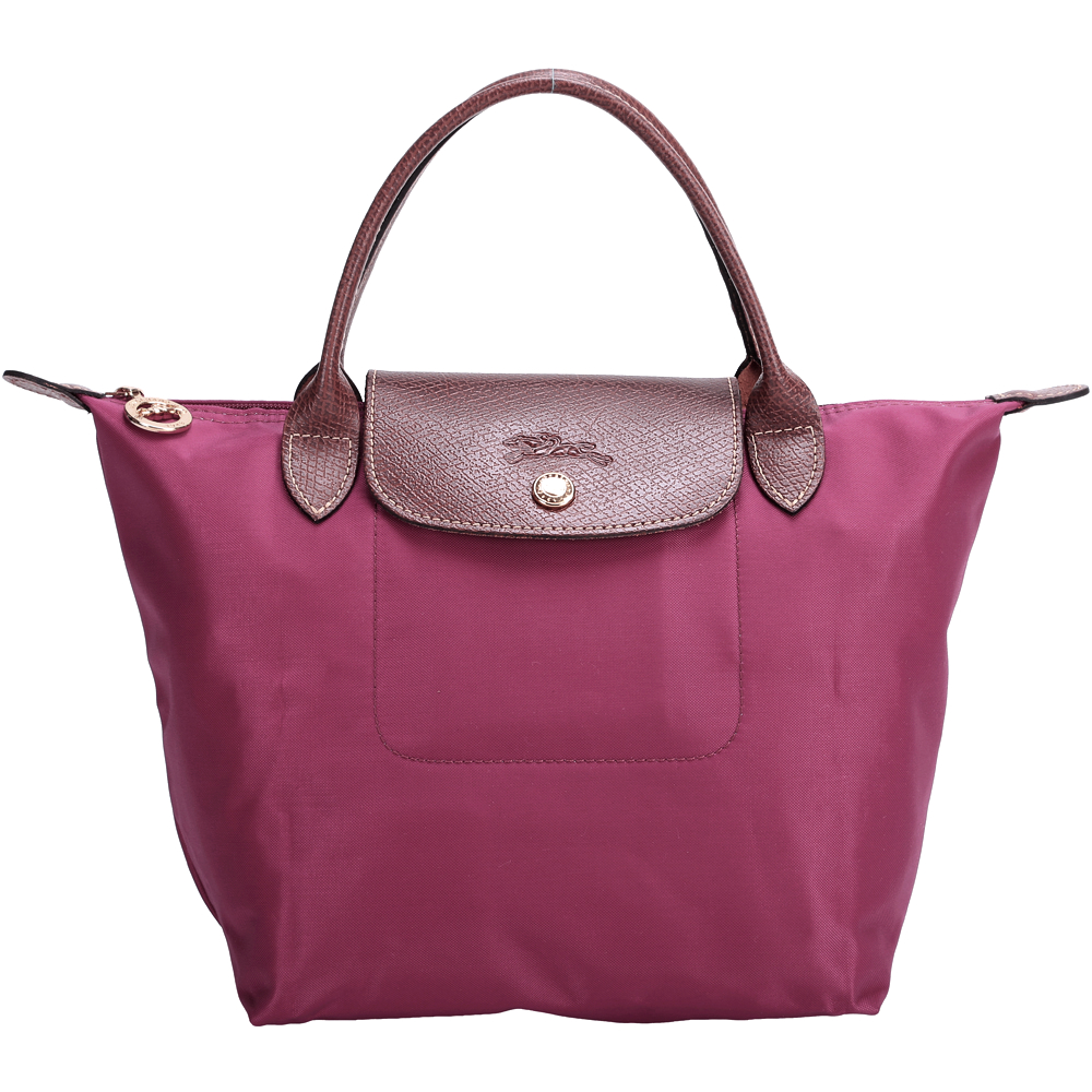 LONGCHAMP Le pliage 短提把MINI摺疊水餃包(紫紅色)