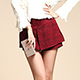 糖 x House 英倫格紋壓褶裙擺褲裙短褲 (紅色) product thumbnail 1