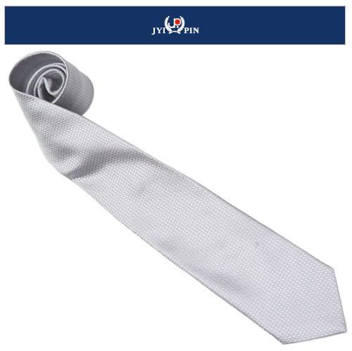 極品西服- 紳士格紋純絲質領帶-灰色 (YT0049)