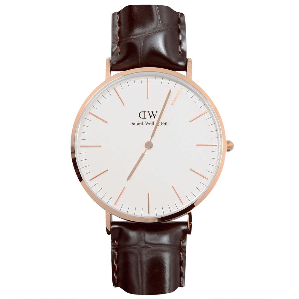 Daniel Wellington Classic York 手錶 棕鱷玫瑰金/40mm