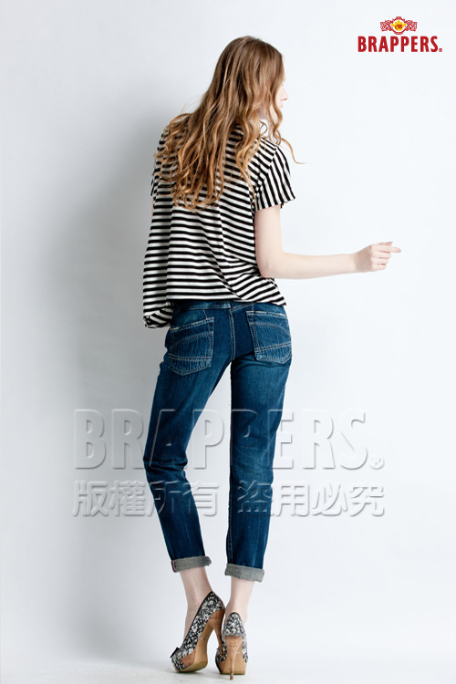 BRAPPERS 女款 Boy Friend Jeans系列-3D直筒褲-藍