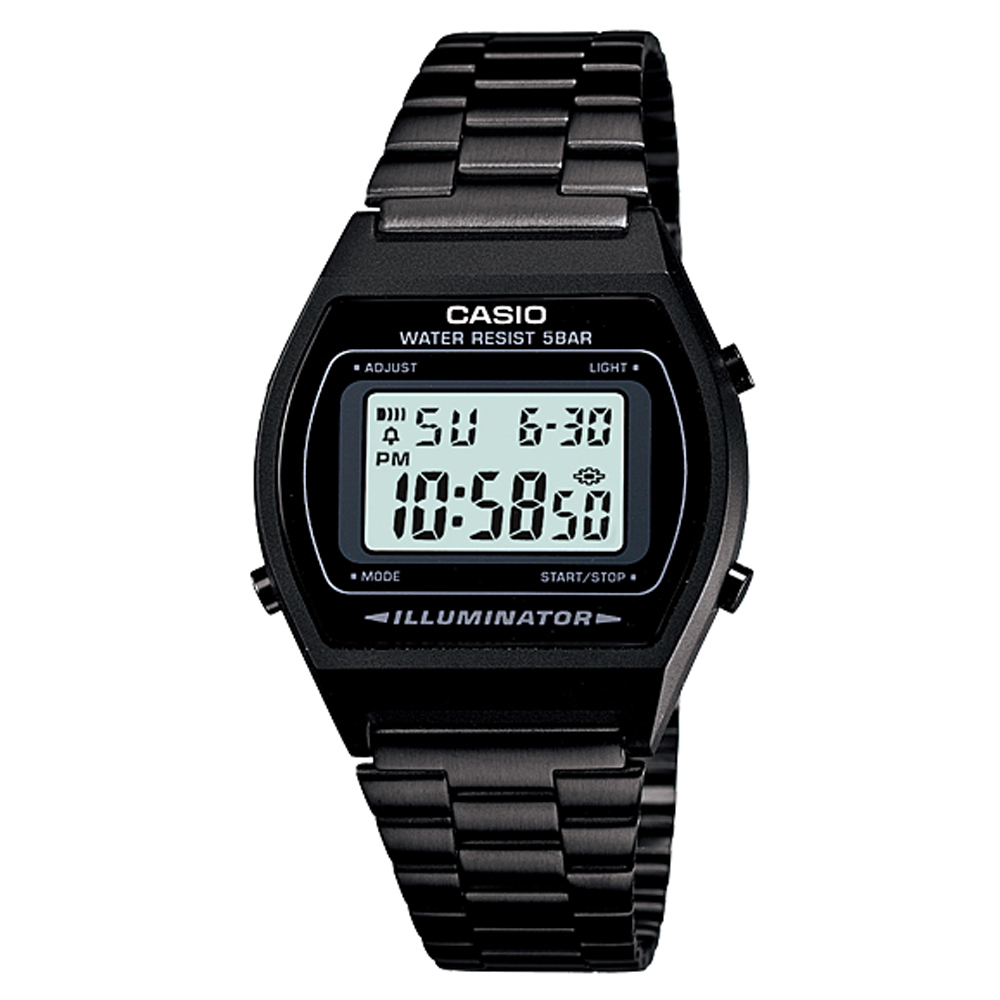 CASIO 大錶面簡約酒桶型數位錶(B-640WB-1A)-沉穩黑/35mm