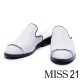 拖鞋 MISS 21 金屬純色紳士風粗低跟拖鞋－白 product thumbnail 1
