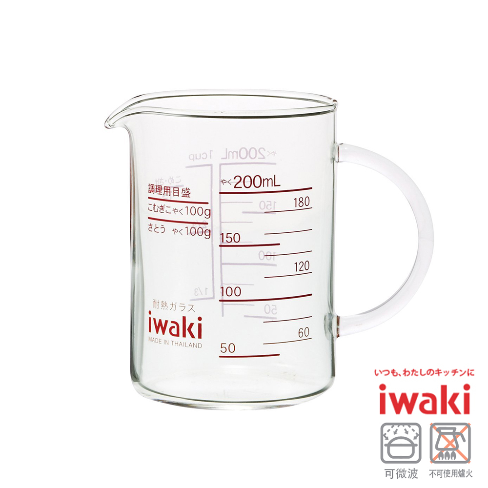 【iwaki】耐熱玻璃把手量杯200ml