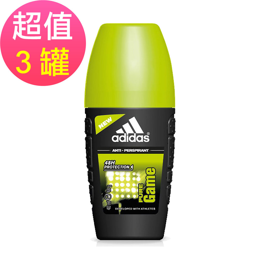 adidas愛迪達 男用制汗香體滾珠(極限挑戰)x3罐(40ml/罐)