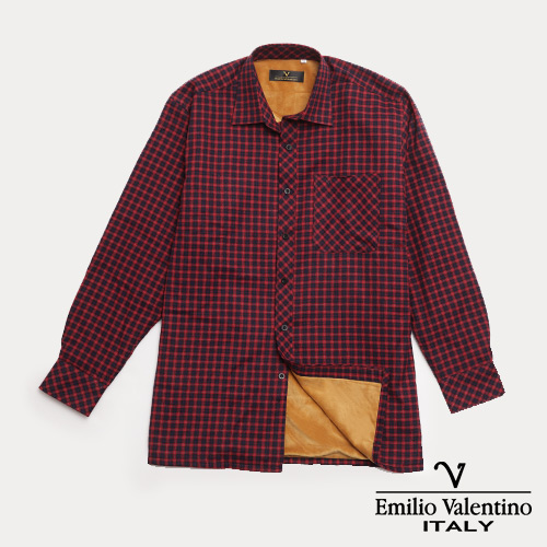 Emilio Valentino 范倫提諾暖感格紋襯衫-紅藍