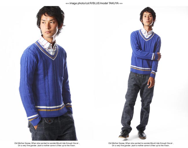 ZIP日本男裝 學院風V領針織毛衣
