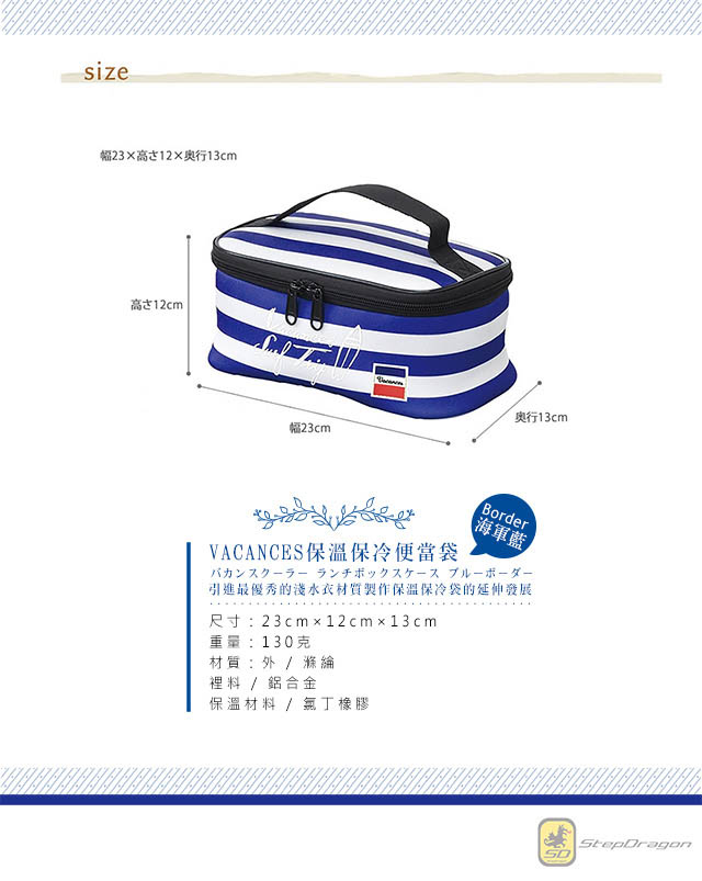 【日本 VACANCES】 日系 輕巧時尚 多功能 海軍藍 保溫 便當袋 / 便攜袋