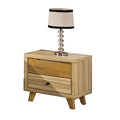品家居 阿芙拉1.6尺木紋雙色二抽床頭櫃-48x38x50cm-免組