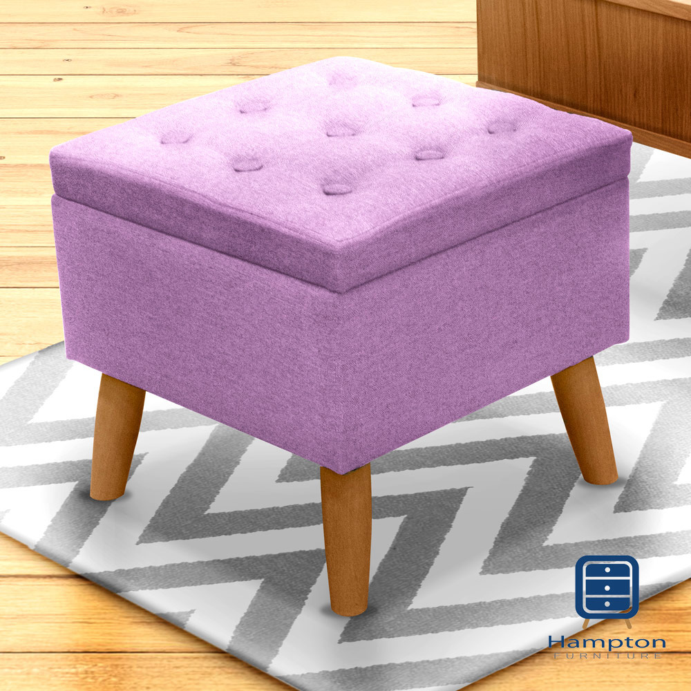 漢妮Hampton亞緹拉扣方型儲物凳-紫