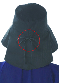 【Sunlead】防吹落寬緣款。雙色護頸透氣抗UV寬圓頂防曬遮陽帽 (黑色/條紋)