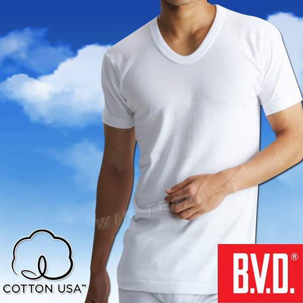 BVD 100%純棉優質U領短袖衫-台灣製造(4入組)