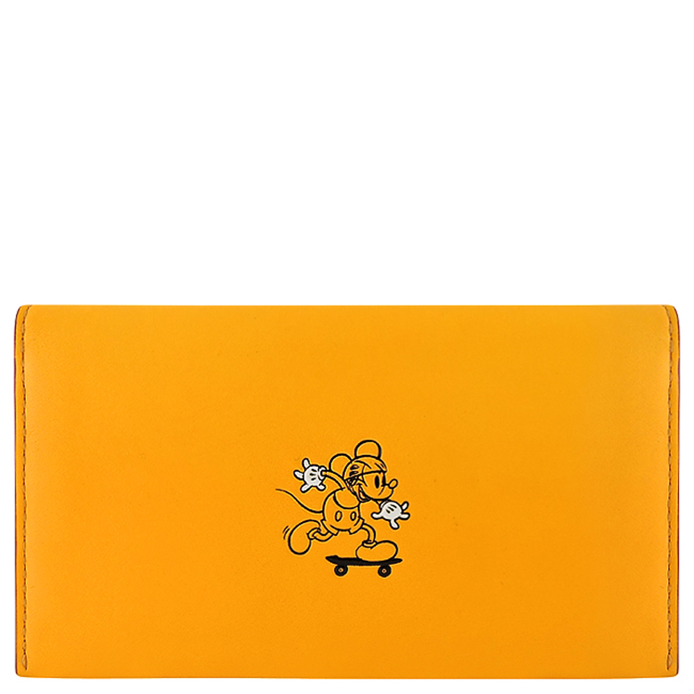 COACH Disney黃色米奇烙印五卡中夾