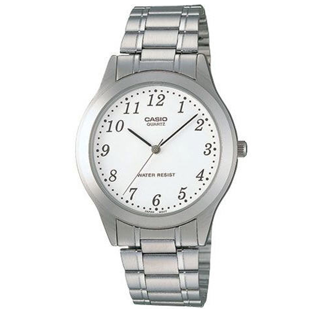 CASIO 經典時尚簡約風格指針腕錶(MTP-1128A-7B)白色數字面/36.4mm