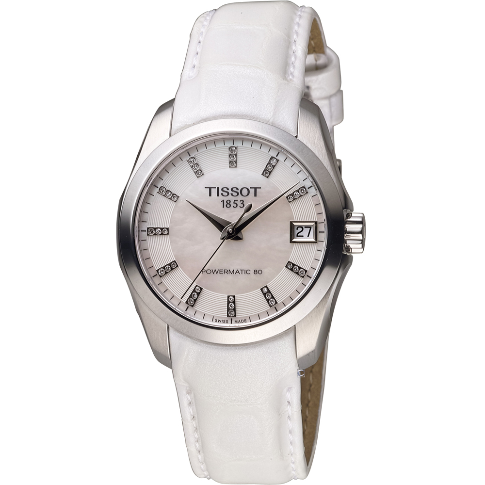 TISSOT Couturier 建構師  Lady 80小時動力機械錶-白/32mm