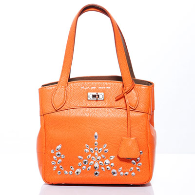 a.d.m.j.華麗水晶牛革 vera tote-orange